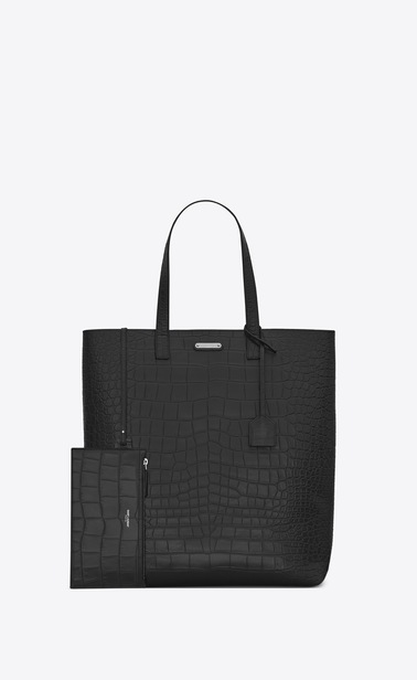 bold tote bag in crocodile embossed leather